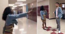 Moment student pepper sprays teacher who confiscates her phone