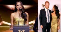 Meghan Markle joined by Prince Harry while she accepts feminist award