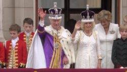 Huge roar as newly crowned King and Queen wave to crowds for historic flypast