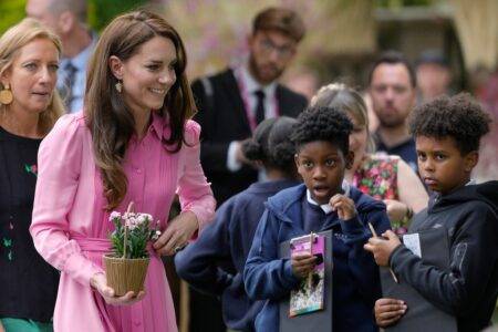 Kate Middleton embraces Barbiecore pink in ME+EM dress at Chelsea flower show