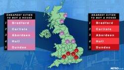 Map shows most and least expensive cities for first time buyers