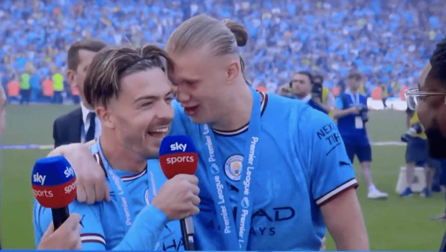 ‘I f***ing love you!’ – Erling Haaland hails Jack Grealish as Manchester City lift Premier League title