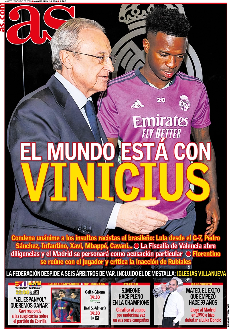 ‘La Liga belongs to racists’ - Spanish newspapers finally react to Vinicius Jr abuse