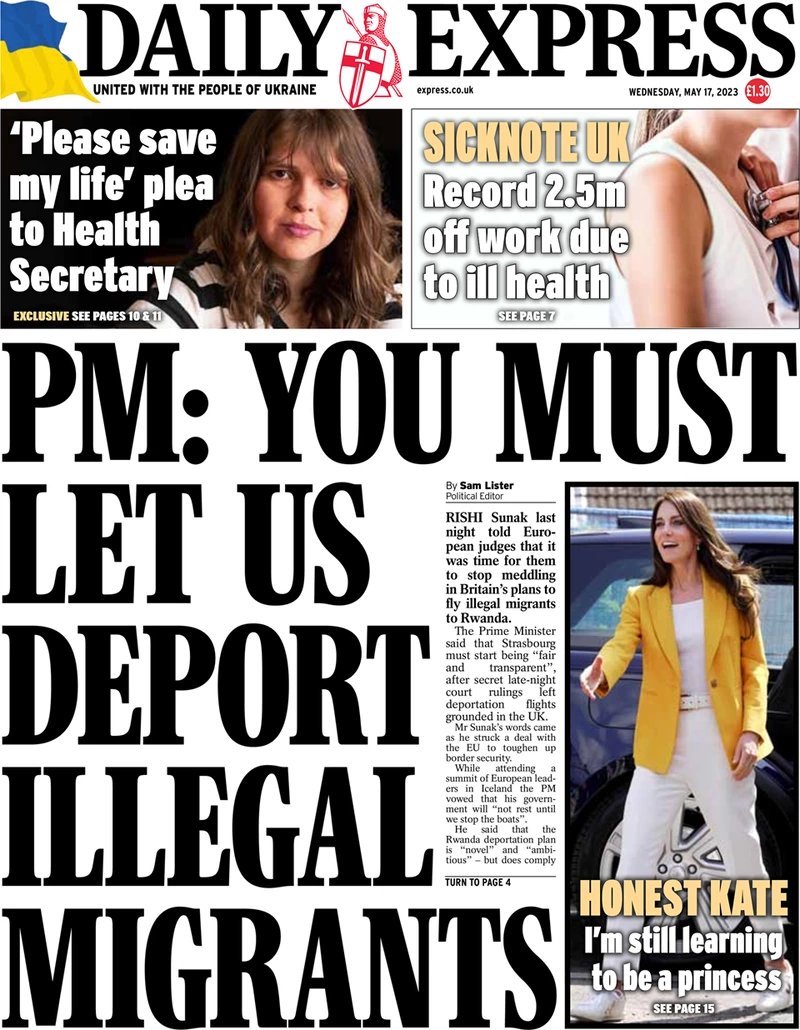 Daily Express - PM: You must let us deport illegal immigrants