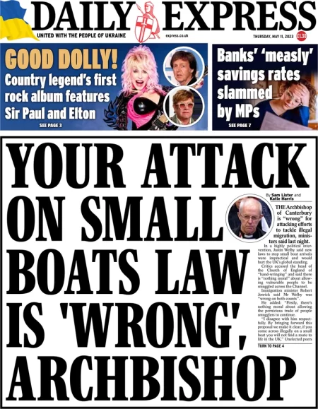 Daily Express - Your attack on small boats in ‘wrong,’ Archbishop