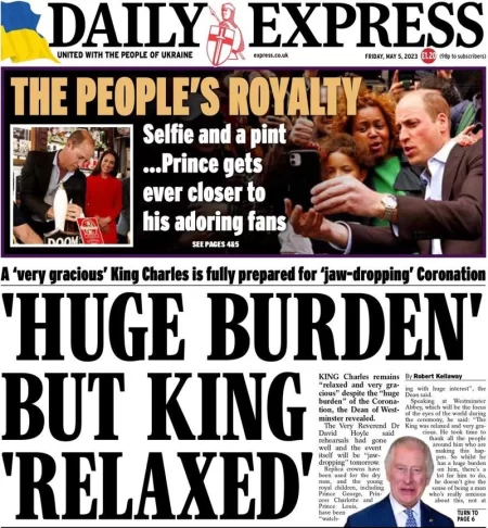 Daily Express - Huge burden but King relaxed