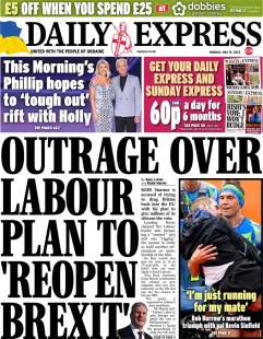 Daily Express – Outrage over Labour plan to reopen Brexit 