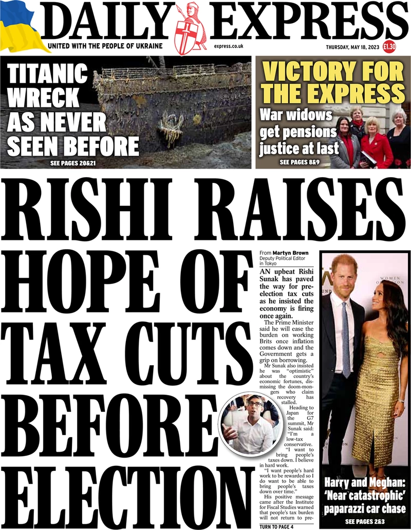 Daily Express - Rishi raises hope of tax cuts before elections