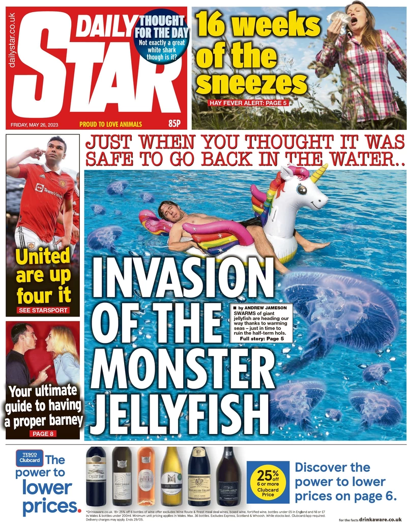 Daily Star - Invasion of the monster jellyfish