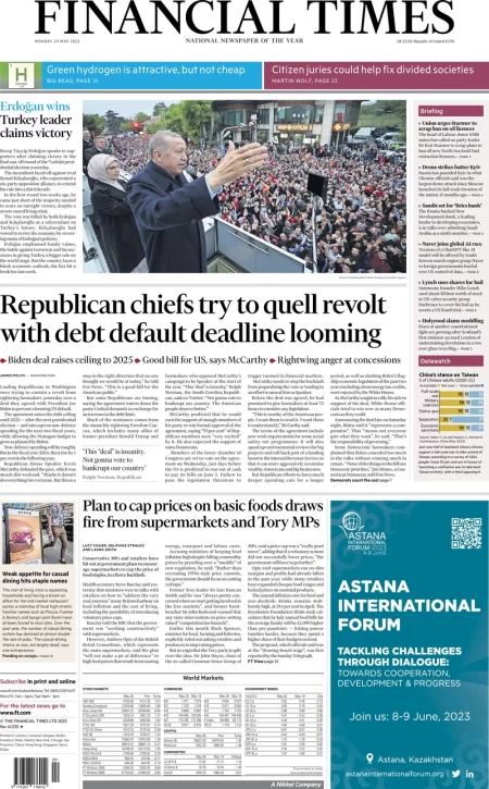 Financial Times - Republican chiefs try to quell revolt with debt default deadline looming