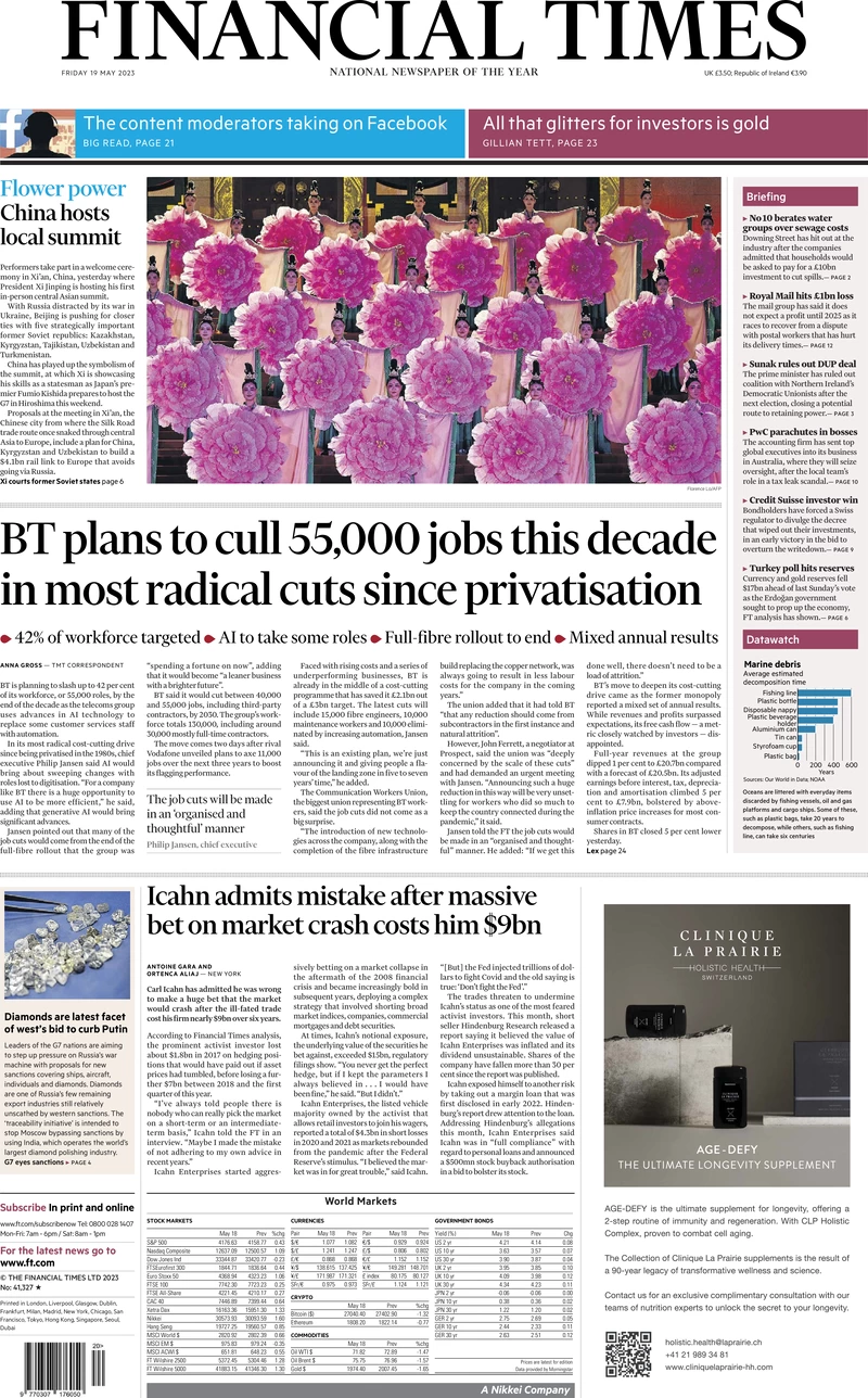 Financial Times - BT plans to cull 55,000 jobs this decade in most radical cuts since privatisation 