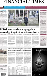 Financial Times – ECB slows rate rise campaign but warns fight against inflation not over 