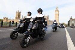 Adrenaline-fuelled nuns rev their engines as they swarm London on mopeds