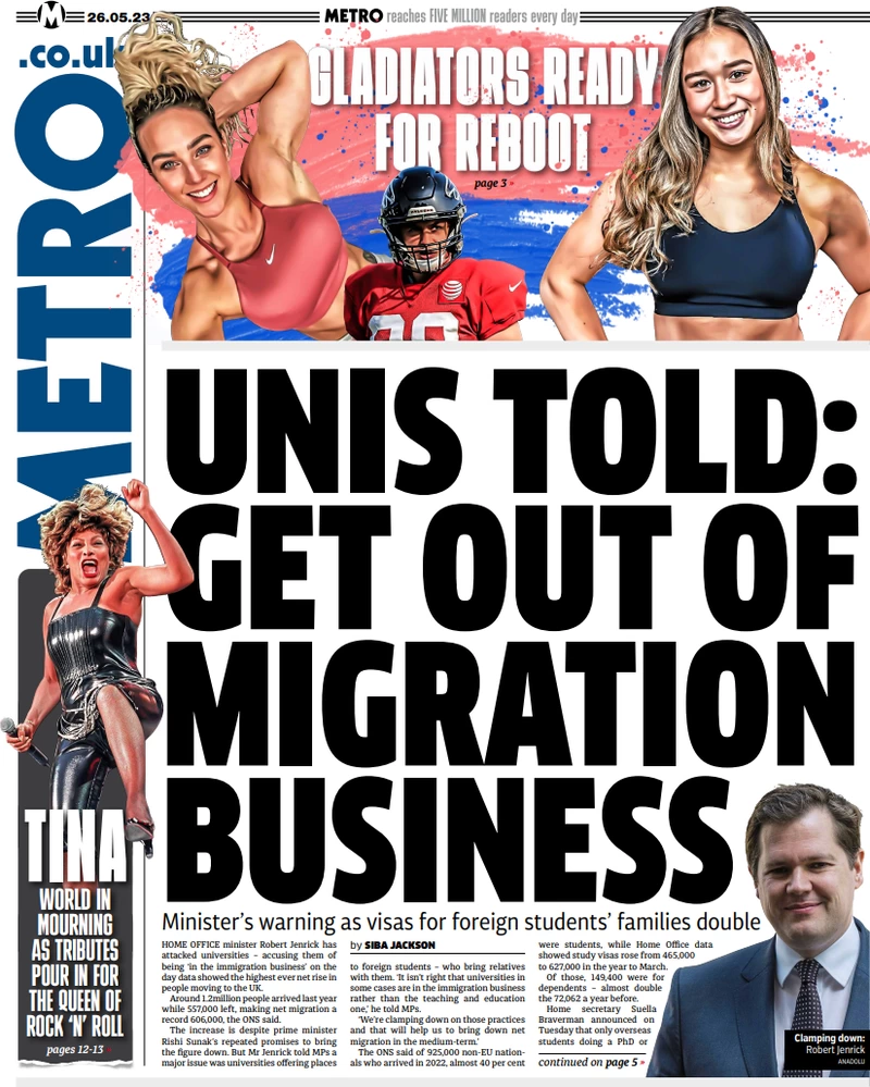 Metro - Unis told: Get out of migration business