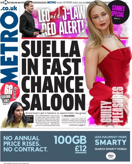 Metro - Suella in fast chance saloon