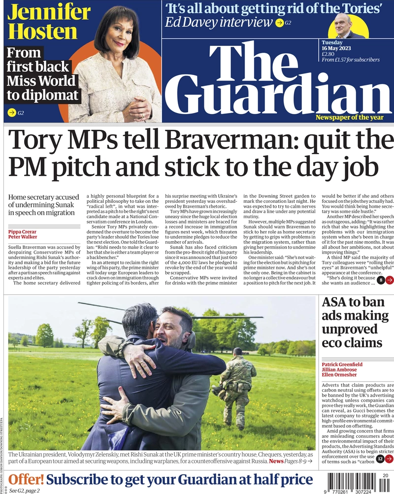 The Guardian - Tory MPs tell Braverman: quit the PM pitch and stick to the day job