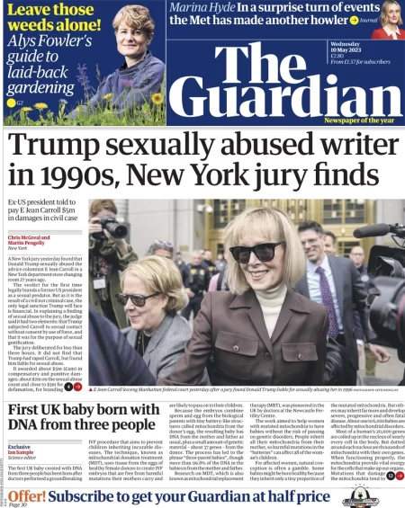 The Guardian- Trump sexually abused writer in 1990s, New York jury finds