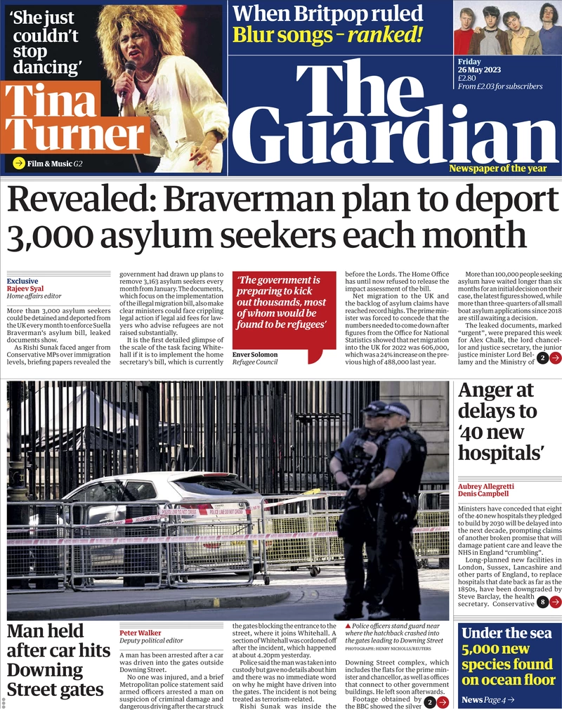 The Guardian - Braverman plan to deport 3000 asylum seekers each month