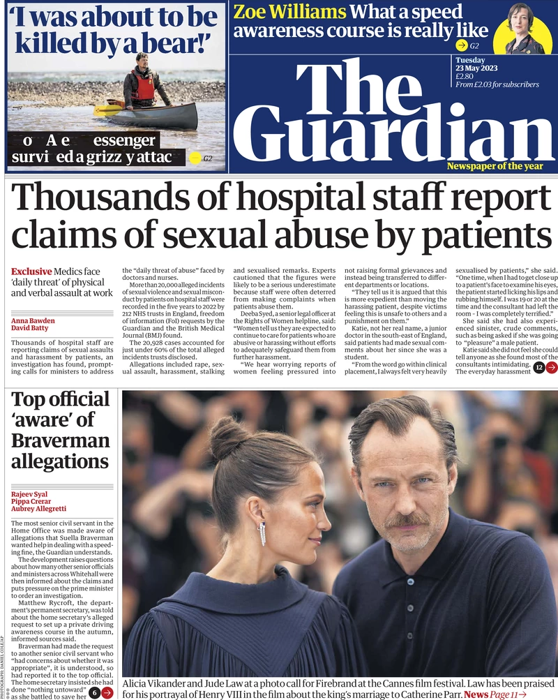 The Guardian - Thousands of hospital staff report claims of sexual abuse by patients