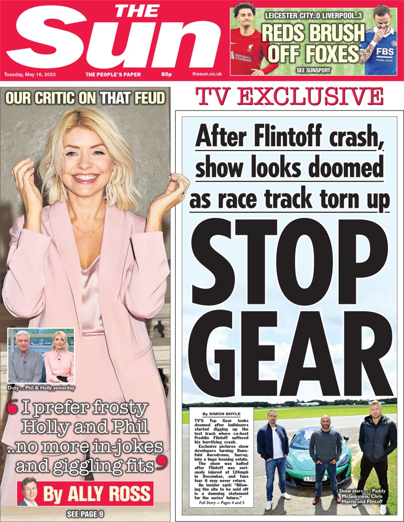 The Sun - After Flintoff crash show looks doomed as race track torn up