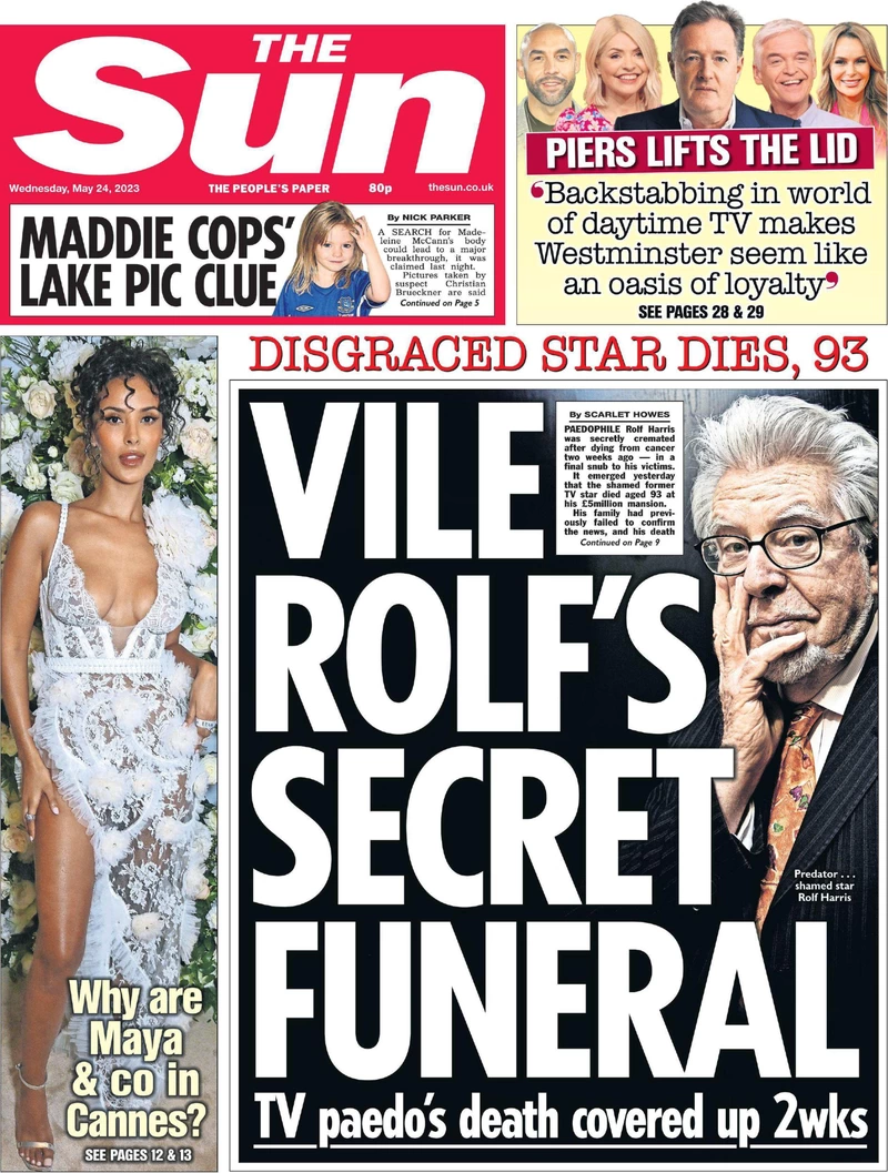 The Sun - Vile Rolf’s secret funeral