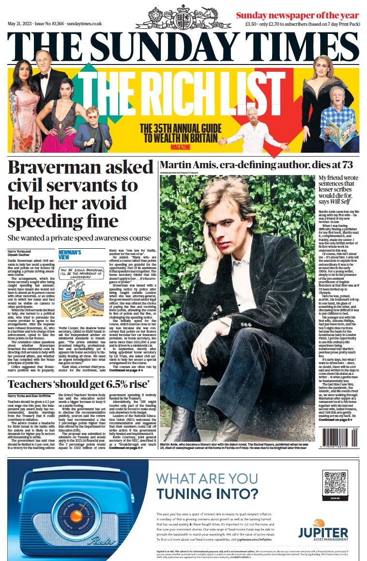 The Sunday Times - Braverman asked civil servants to help her avoid speeding fine