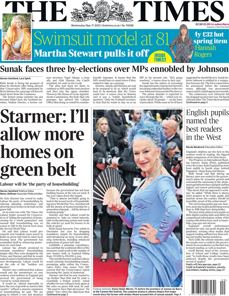 The Times - Starmer: I’ll allow more homes on green belt
