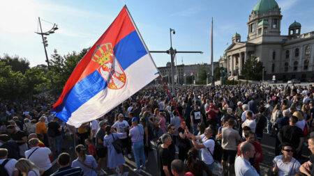 Tens of thousands in Belgrade stage fifth anti-government protest since mass shootings