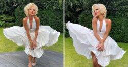 Amanda Holden channels Marilyn Monroe in iconic billowing white dress and blonde wig for party