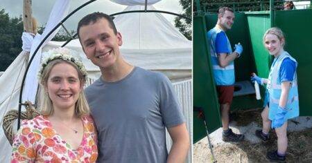 Newlywed doctors spend honeymoon cleaning toilets at Glastonbury