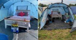 Man hailed as ‘total legend’ for bringing his entire double bed to Glastonbury