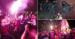 West Ham fans clash with riot police in Prague after Hammers clinched European glory