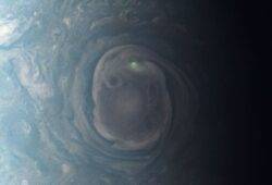 Eerie green lightning strikes Jupiter as swirling vortex rages at north pole