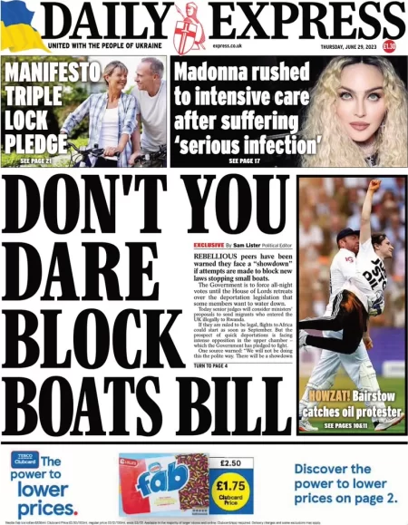 Daily Express - Don’t you dare block boats bill