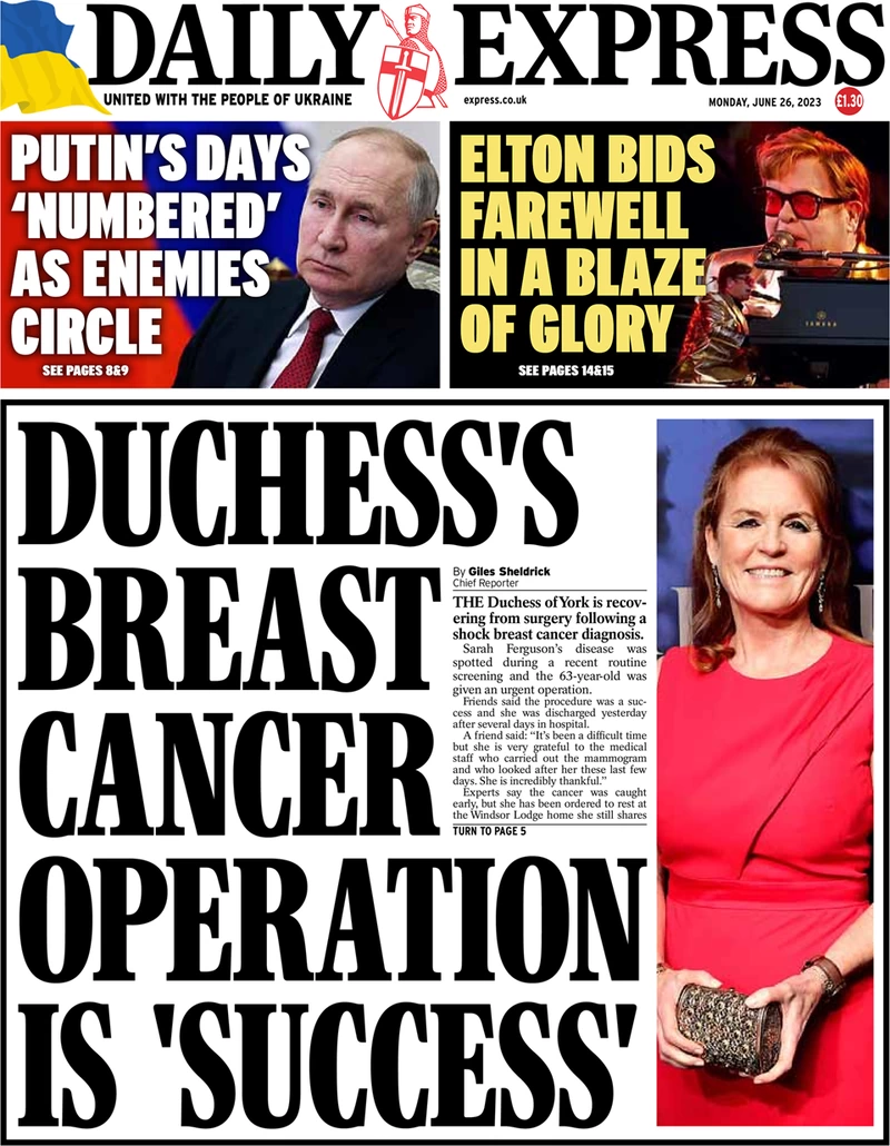 Daily Express - Duchess breast cancer operation is success
