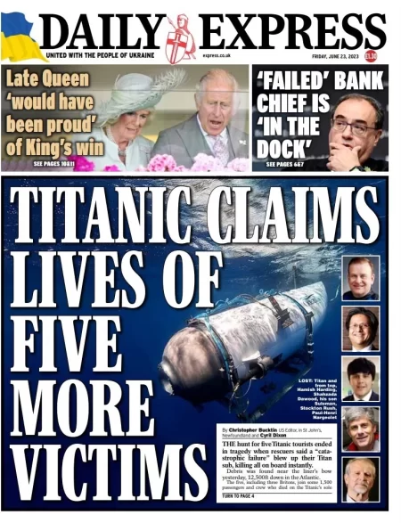 Daily Express - Titanic claims lives of five more victims