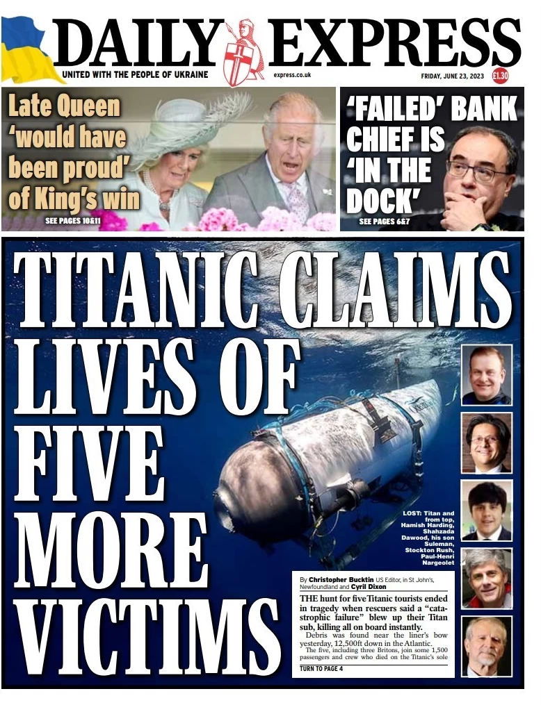 Daily Express - Titanic claims lives of five more victims