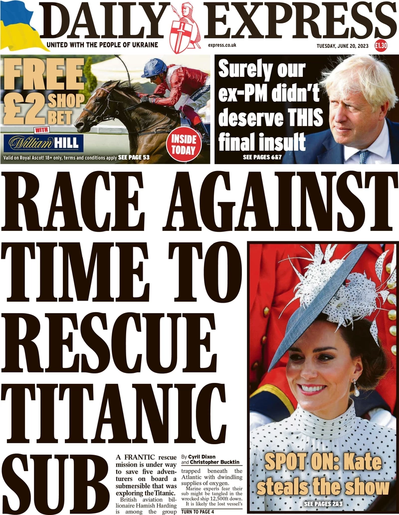Daily Express - Race against time to rescue Titanic sub
