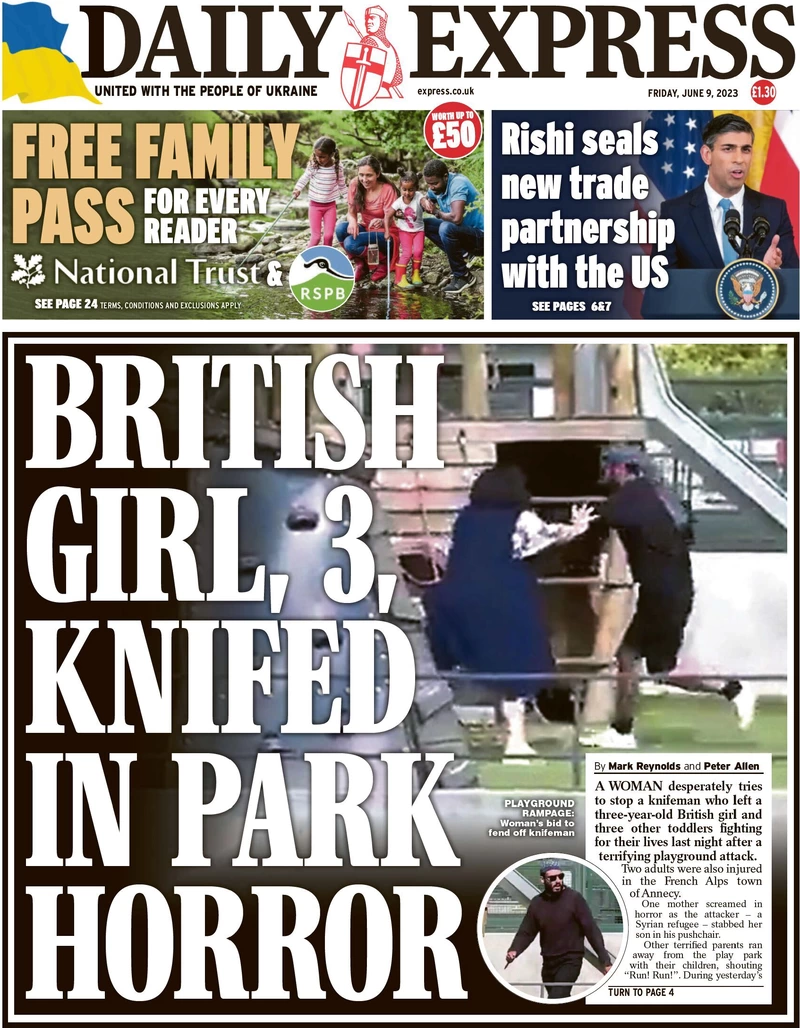 Daily Express - British girl, 3, knifed in park horror
