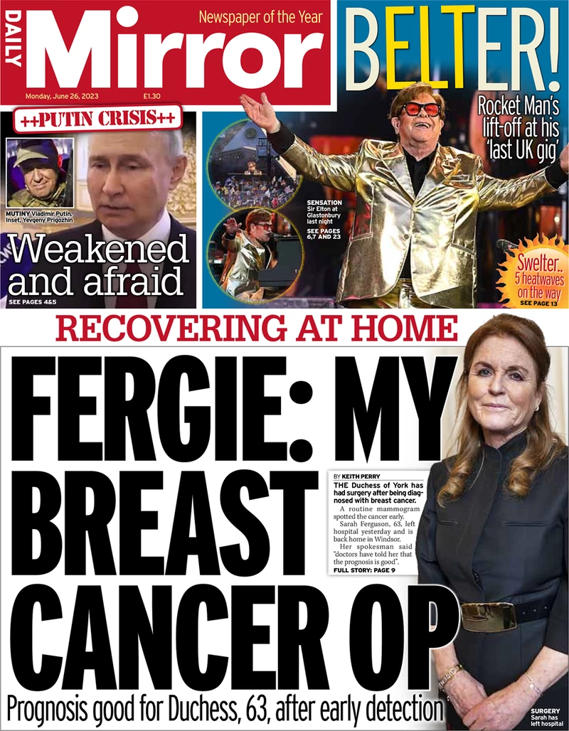 Daily Mirror - Fergie: My breast cancer op