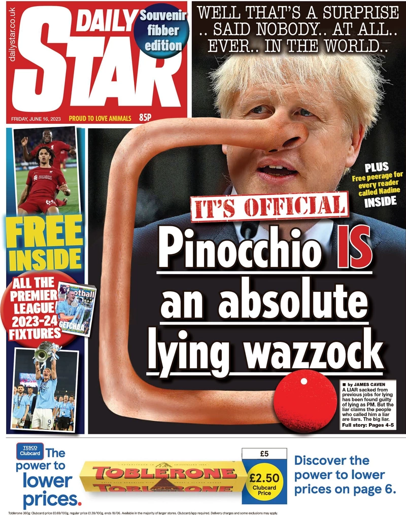Daily Star - Pinocchio is an absolute lying wazzock