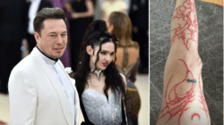 Elon Musk’s ex-girlfriend Grimes shows off massive new leg tattoo and it’s very… veiny