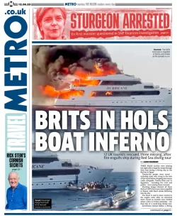 Metro – Brits on hols boat inferno 