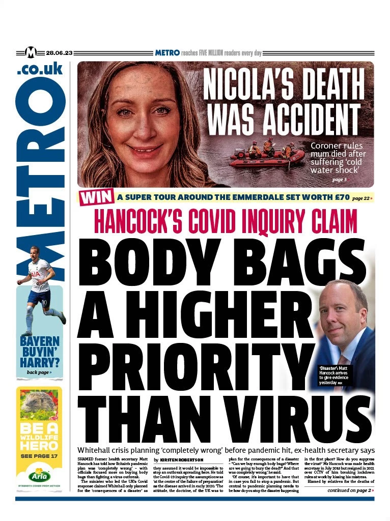 Metro - Body bags a higher priority than virus