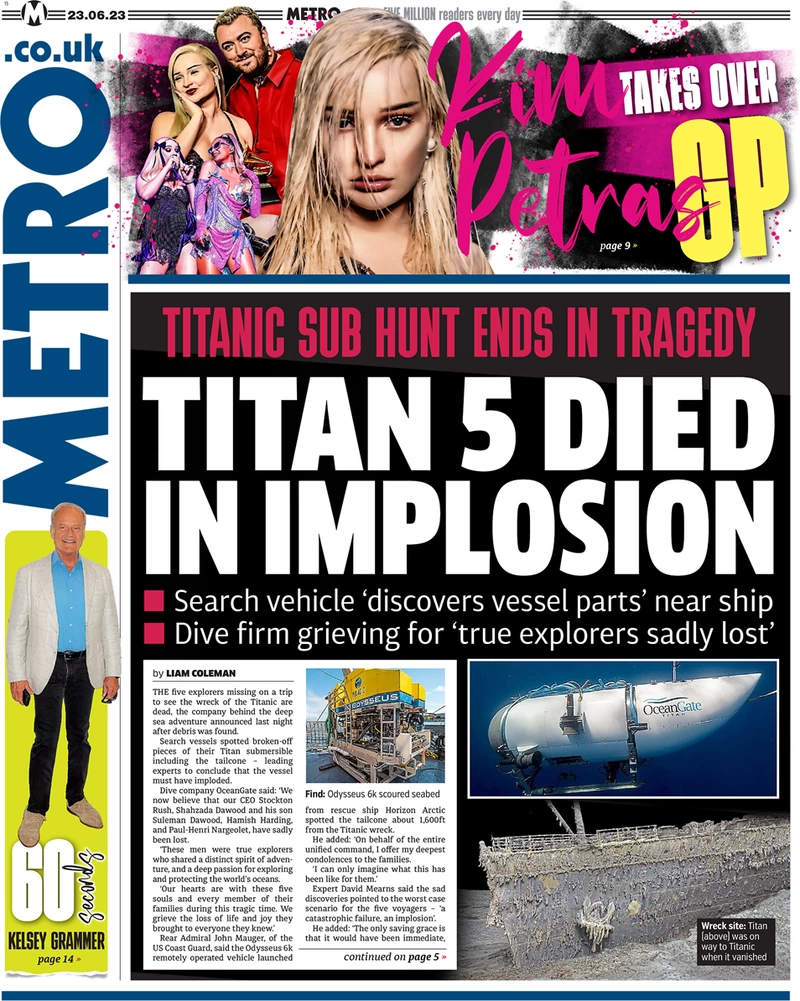 Metro - Titan 5 dead in implosion