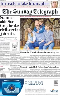 Sunday Telegraph – Starmer aide Sue Gray broke civil service job rules