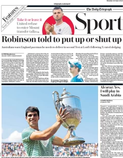 The Telegraph Sport – Robinson told to put up or shut up 