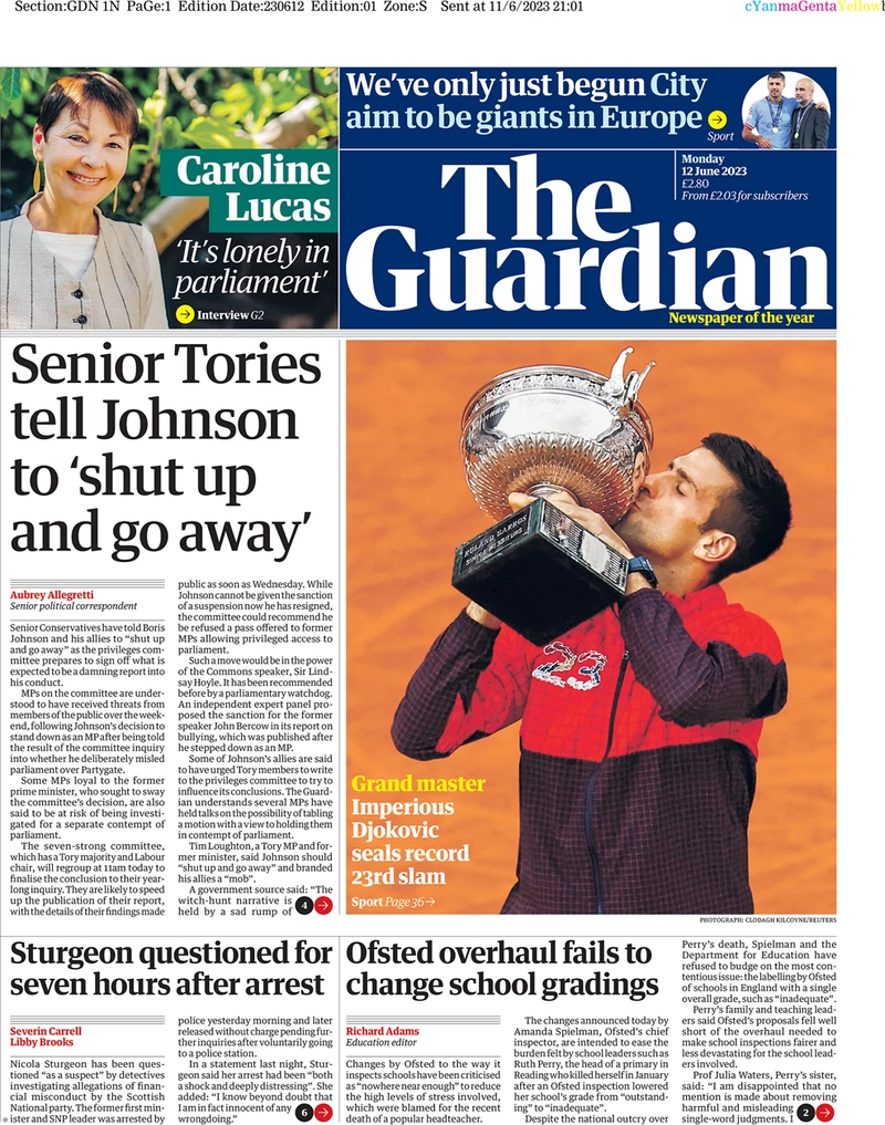 The Guardian - Senior Tories tell Johnson to ‘shut up and go away’