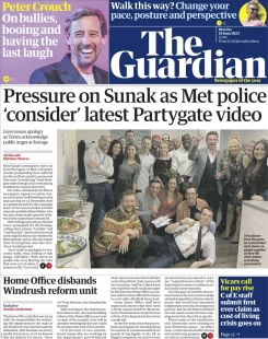 The Guardian – Pressure on Sunak as Met police ‘consider’ latest Partygate video 