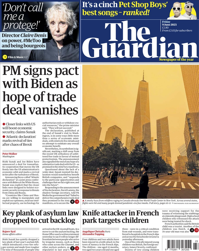 The Guardian - PM signs pact with Biden as hope of trade deal vanishes